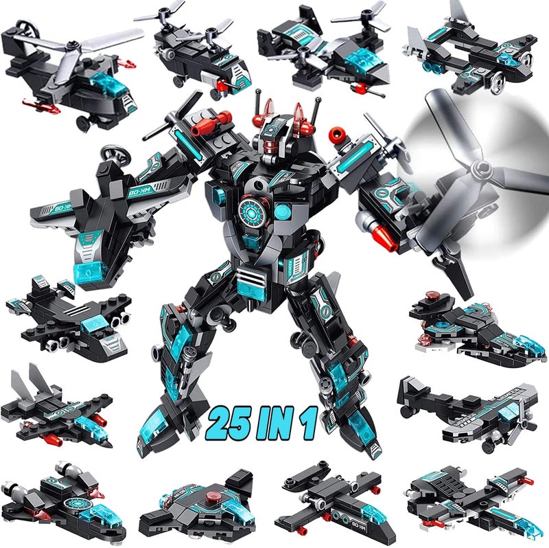 MOONTOY 577PCS STEM Robot Building Toys Set 25-in-1 Engineering Kit Building Blocks Bricks Construction Vehicles Educational Christmas Birthday Gifts for Kids Boys Girls 5 6 7 8 9 10 11 12+ Year Old - Image 1